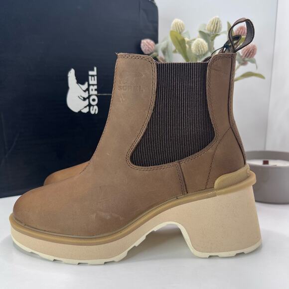 New Sorel Hi-Line Chelsea Heel Boots Umber, Ceramic NL4874-261 Women 7 NWB - Picture 1 of 11